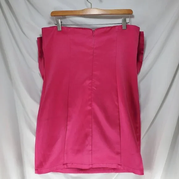 Fashion Nova Women's Pink Mini Dress Strapless Adina Bow Back Zip Size Large